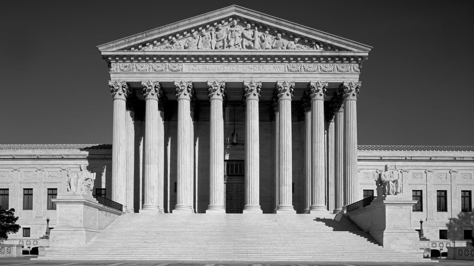 The U.S. Supreme Court Building, Washington, D.C., in black and white (file photo).