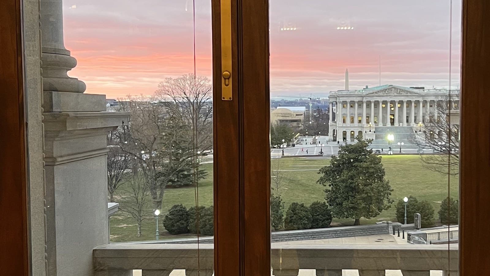 The U.S. Supreme Court Building, with the Washington Monument behind it, seen from the Library of Congress (file photo).