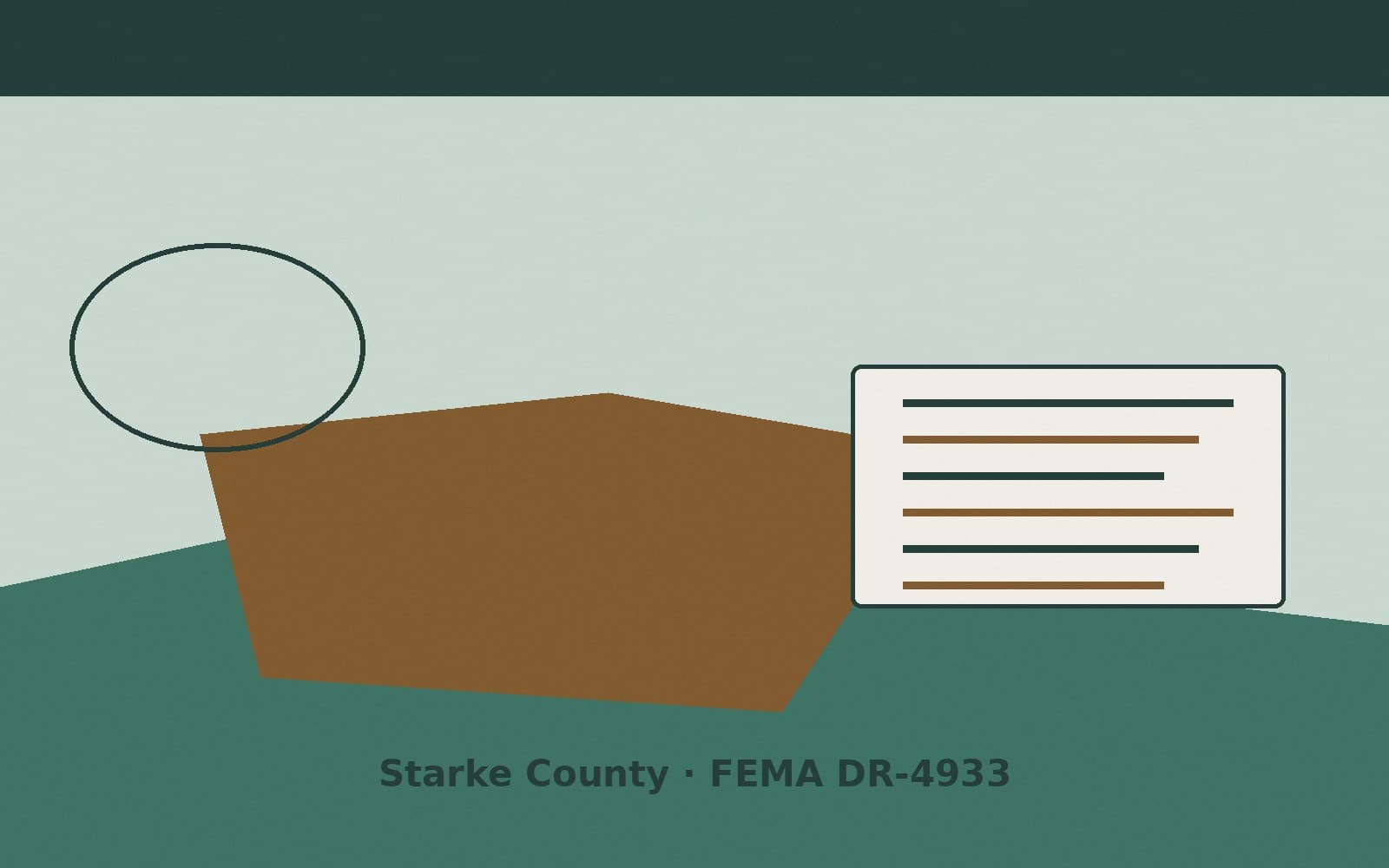 Public notice for Starke County. On August 25, 2026, FEMA recorded a major disaster declaration DR-4933-IN that lists Starke County as a designated area. FEMA titled the action "Se