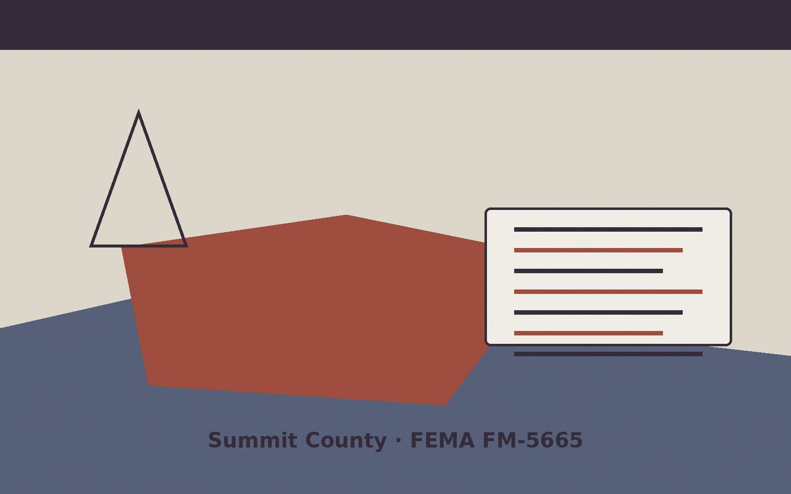 Public notice for Summit County. On August 9, 2026, FEMA recorded a fire management assistance declaration FM-5665-UT that lists Summit County as a designated area. FEMA titled the