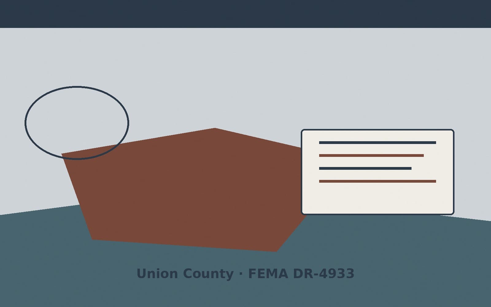 Public notice for Union County. On August 25, 2026, FEMA recorded a major disaster declaration DR-4933-IN that lists Union County as a designated area. FEMA titled the action "Seve