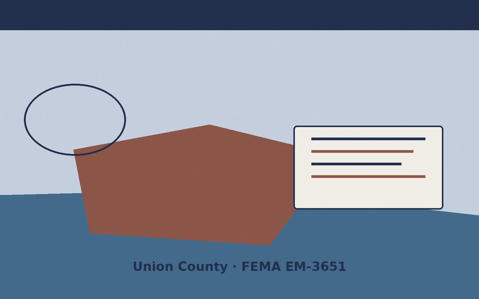 Public notice for Union County. On August 15, 2026, FEMA recorded a emergency declaration EM-3651-IN that lists Union County as a designated area. FEMA titled the action "Severe St
