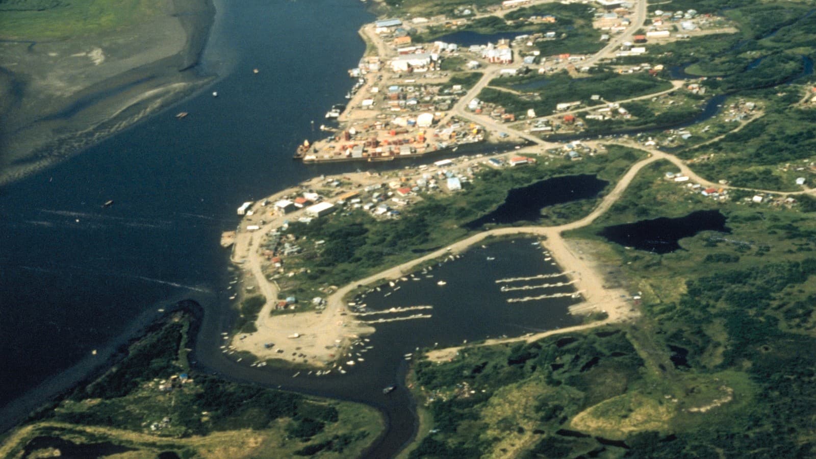 Aerial view of Bethel, Alaska, on the Kuskokwim River (file photo; not the Donlin Gold mining site).