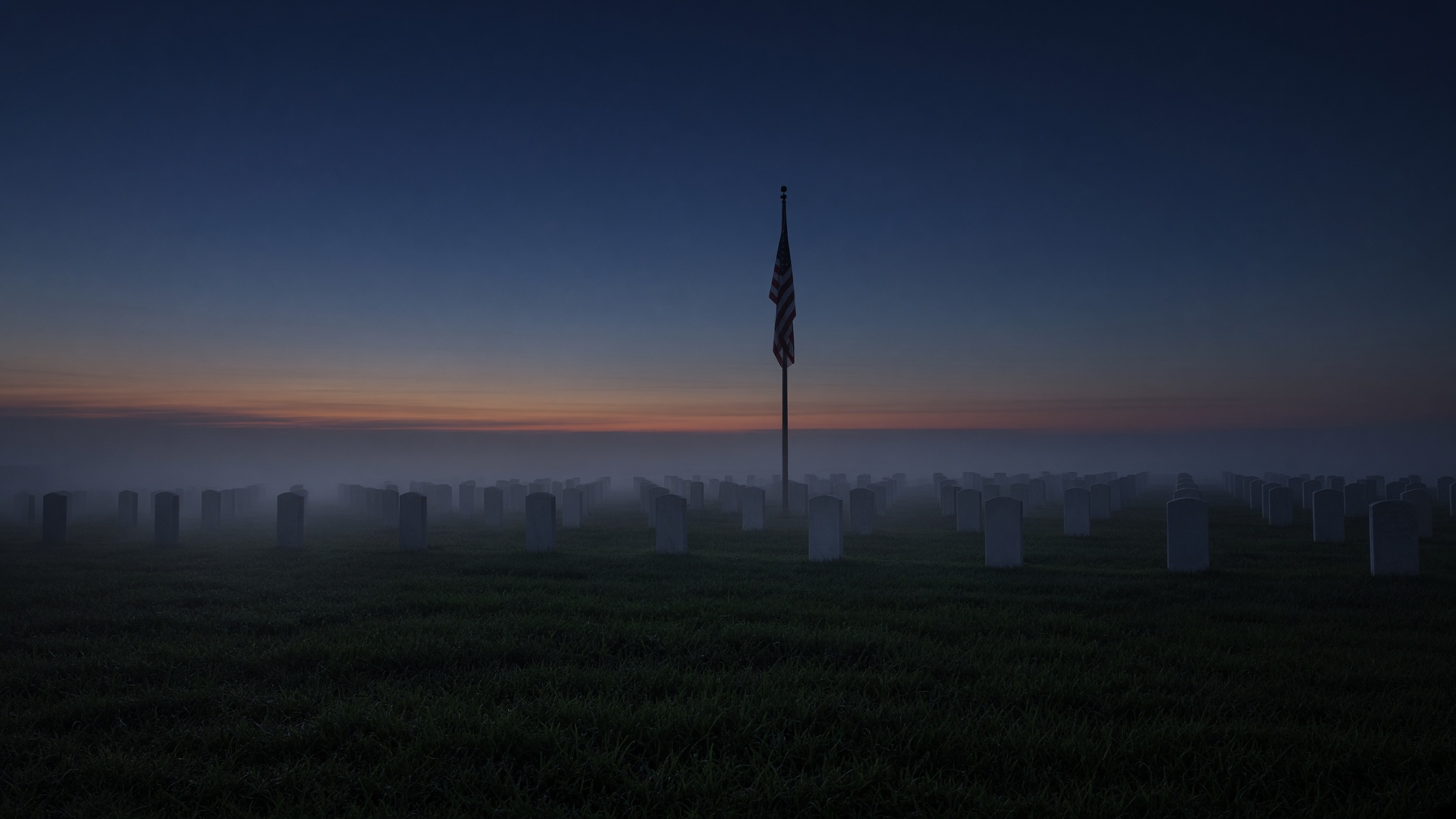 Rows of headstones in a national cemetery